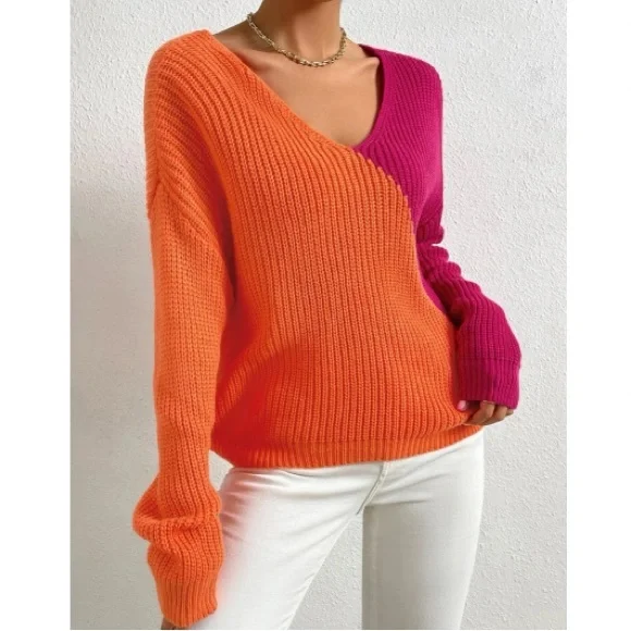 Cozy color block twist black sweater - Picture 5 of 6